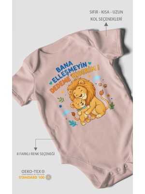 Morivo Kids Bana Elleşmeyin Dedemle Giderim Kısa Kollu Bebek Body %100 Pamuk