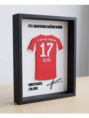 Riva Self Michael Olise Fc Bayern München 3D Duvar Tablosu - 17 Numara Imzalı Dekoratif Çerçeve
