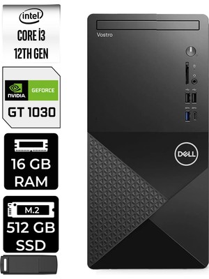 Dell Vostro 3030MT Core I3 12100 Gt 1030 4gb 16GB Ram 512GB SSD WIN11 Home N6001VDT3030MTP441 Masaüstü Bilgisayar + Per4 USB Bellek
