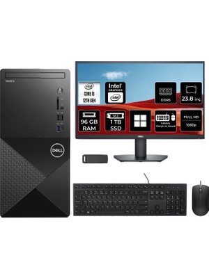Dell Vostro 3030MT Core I3 12100 96GB Ram 1tb SSD 23.8" Fhd WIN11 Pro N6001VDT3030MTP658 Masaüstü Bilgisayar + Per4 USB Bellek