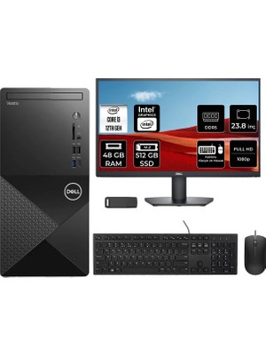 Dell Vostro 3030MT Core I3 12100 48GB Ram 512GB SSD 23.8" Fhd Freedos N6001VDT3030MTP609 Masaüstü Bilgisayar + Per4 USB Bellek