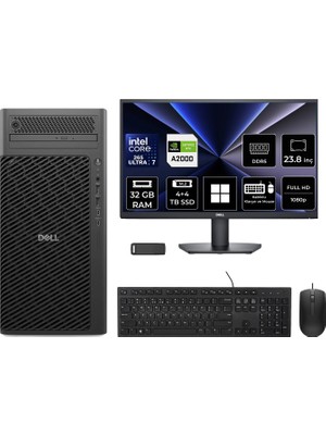Dell Pro Max T2 Core Ultra 7 265 Rtx 2000 Ada 16GB 32GB Ram 12TB SSD 23.8" Fhd WIN11 Pro FCT22506P696 Masaüstü Iş Istasyonu + Per4 USB Bellek