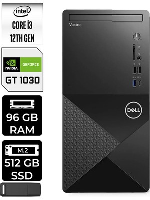 Dell Vostro 3030MT Core I3 12100 Gt 1030 4gb 96GB Ram 512GB SSD Freedos N6001VDT3030MTP437 Masaüstü Bilgisayar + Per4 USB Bellek