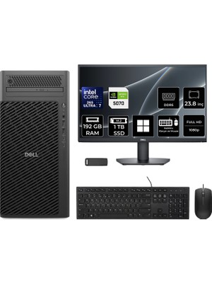 Dell Pro Max T2 Core Ultra 7 265 Rtx 5070 12GB 192GB Ram 1tb SSD 23.8" Fhd WIN11 Home FCT2250416P680 Masaüstü Iş Istasyonu + Per4 USB Bellek