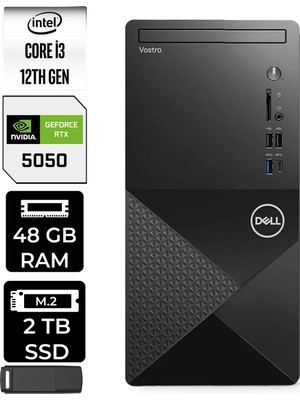 Dell Vostro 3030MT Core I3 12100 Rtx 5050 8gb 48GB Ram 2tb SSD WIN11 Pro N6001VDT3030MTP591 Masaüstü Bilgisayar + Per4 USB Bellek
