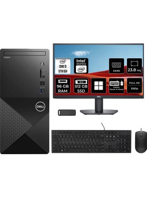 Dell Vostro 3030MT Core I3 12100 96GB Ram 512GB SSD 23.8" Fhd WIN11 Pro N6001VDT3030MTP657 Masaüstü Bilgisayar + Per4 USB Bellek