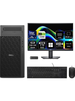Dell Pro Max T2 Core Ultra 9 285 Rtx 4000 Ada 20GB 128GB Ram 2tb SSD 23.8" Fhd WIN11 Pro FCT225012P717 Masaüstü Iş Istasyonu + Per4 USB Bellek