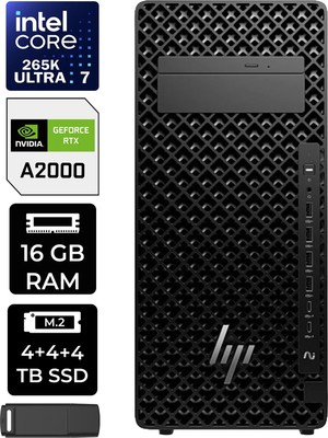 Hp Z2 G1I Core Ultra 7 265K Rtx 2000 Ada 16GB 96GB Ram 12TB SSD WIN11 Home A2KR1ESPN378 Masaüstü Iş Istasyonu + Per4 USB Bellek