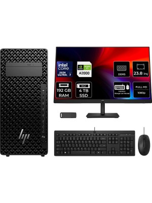 Hp Z2 G1I Core Ultra 7 265K Rtx 2000 Ada 16GB 192GB Ram 4tb SSD 23.8" Fhd Freedos A2KR1ESPN634 Masaüstü Iş Istasyonu + Per4 USB Bellek