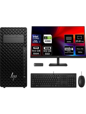 Hp Z2 G1I Core Ultra 7 265K Rtx 2000 Ada 16GB 144GB Ram 512GB SSD 23.8" Fhd Freedos A2KR1ESPN625 Masaüstü Iş Istasyonu + Per4 USB Bellek
