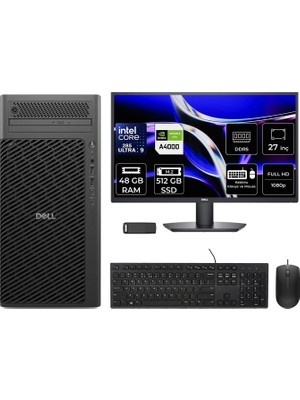 Dell Pro Max T2 Core Ultra 9 285 Rtx 4000 Ada 20GB 48GB Ram 512GB SSD 27" Fhd Freedos FCT225012P745 Masaüstü Iş Istasyonu + Per4 USB Bellek