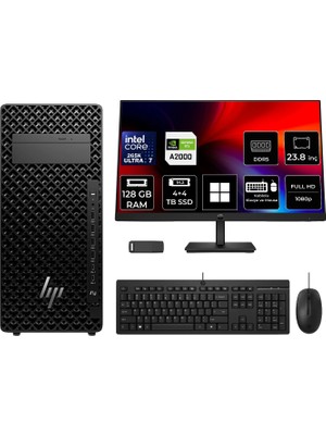 Hp Z2 G1I Core Ultra 7 265K Rtx 2000 Ada 16GB 128GB Ram 4tb SSD + 4tb SSD 23.8" Fhd WIN11 Home A2KR1ESPN671 Masaüstü Iş Istasyonu + Per4 USB Bellek