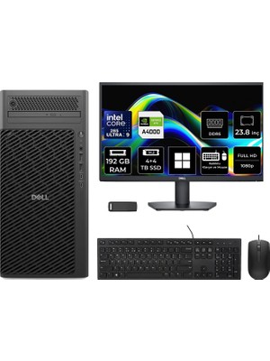 Dell Pro Max T2 Core Ultra 9 285 Rtx 4000 Ada 20GB 192GB Ram 4tb SSD + 4tb SSD 23.8" Fhd WIN11 Home FCT225012P683 Masaüstü Iş Istasyonu + Per4 USB Bellek