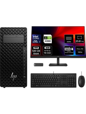 Hp Z2 G1I Core Ultra 7 265K Rtx 2000 Ada 16GB 128GB Ram 12TB SSD 23.8" Fhd Freedos A2KR1ESPN624 Masaüstü Iş Istasyonu + Per4 USB Bellek