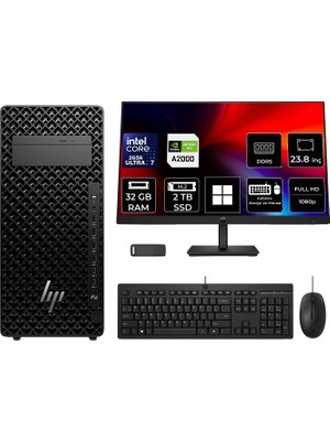 Hp Z2 G1I Core Ultra 7 265K Rtx 2000 Ada 16GB 32GB Ram 2tb SSD 23.8" Fhd WIN11 Home A2KR1ESPN645 Masaüstü Iş Istasyonu + Per4 USB Bellek