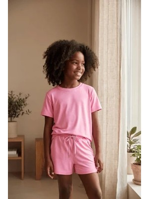 Bony Socks Kız Çocuk Basic Modal Tişört Pembe
