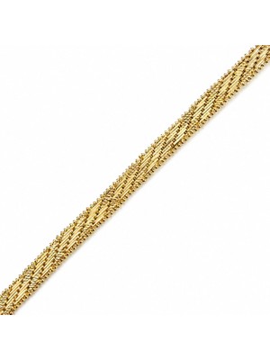 Zeino Italyan Dokuma Hasır Bileklik - 14K Altın Kaplama - 19 cm