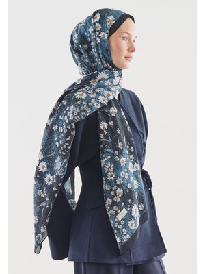 Fresh Scarfs Tiny Daisy Desenli Pamuk Viskon Şal Lacivert