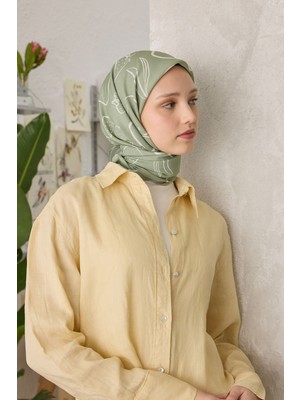 Fresh Scarfs Eloise Desen Pamuk İpek Eşarp Mint Yeşili