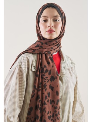Fresh Scarfs Cheetah Desen Rami Şal Kahve