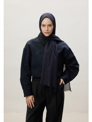 Fresh Scarfs İnce Pamuk Vual Şal Koyu Lacivert