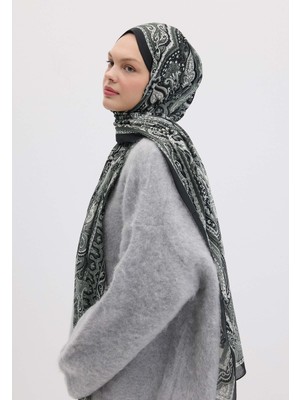 Fresh Scarfs Etnic Floral Desen Şal Siyah