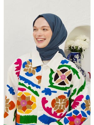 Fresh Scarfs İnce Pamuk Vual Şal Koyu Mavi