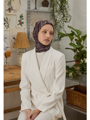 Fresh Scarfs Eloise Desen Pamuk İpek Eşarp Koyu Mürdüm