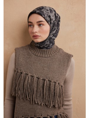 Fresh Scarfs Freda Desen Pamuk İpek Eşarp Duman
