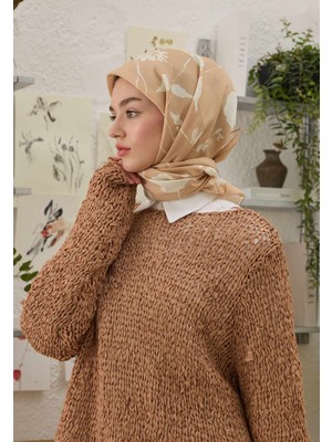 Fresh Scarfs Perla Desen Pamuk İpek Eşarp Pudra