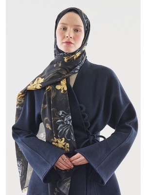 Fresh Scarfs Norah Desenli Pamuk Viskon Şal Siyah