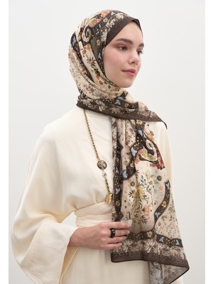 Fresh Scarfs Berthe Desen Şal Tozlu Kahve