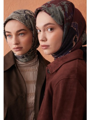 Fresh Scarfs Siara Desen Pamuk İpek Eşarp Füme
