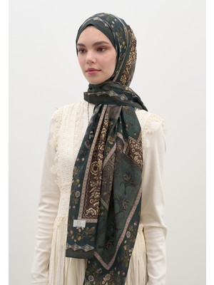 Fresh Scarfs Wild And Pure Desen Şal Koyu Yeşil