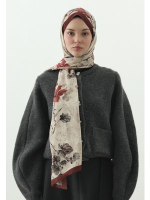 Fresh Scarfs Fall Breeze Desenli Pamuk Viskon Şal Kırmızı