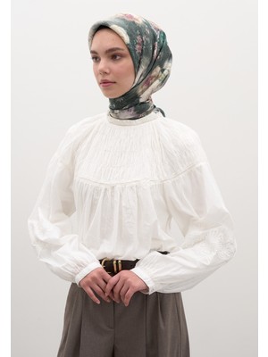 Fresh Scarfs Vintage Rose Desen Pamuklu Viskon Eşarp Yeşil