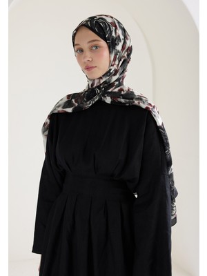 Fresh Scarfs Dark Rose Floş Viskon Şal Siyah