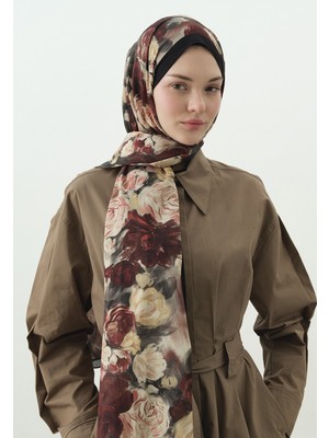 Fresh Scarfs Rose Breeze Desenli Pamuk Viskon Şal Siyah