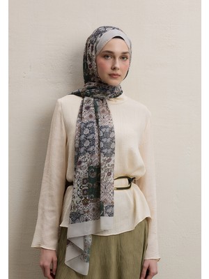 Fresh Scarfs Ethnic Figure Desen Ipek Krep Şal Bej