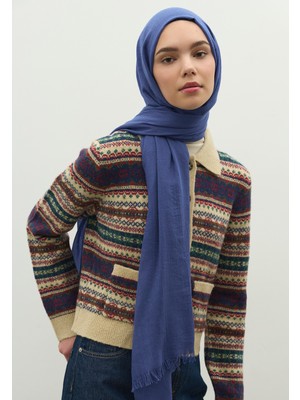 Fresh Scarfs Kaşmir Dokulu Şal Koyu Mavi