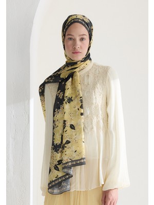 Fresh Scarfs Tiny Plumeria Floş Viskon Şal Antrasit
