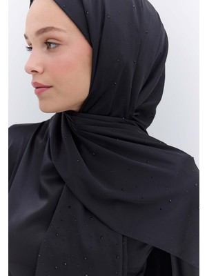 Fresh Scarfs Strass Taşlı İpeksi Şal Siyah