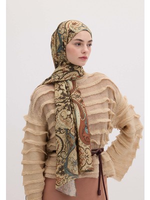 Fresh Scarfs Etnic Paisley Desen Şal Deve Tüyü