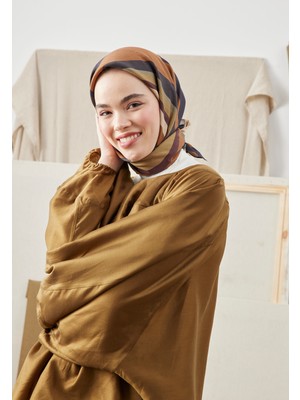 Fresh Scarfs Color Mix Desen Pamuk İpek Eşarp Kahve