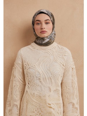 Fresh Scarfs Daria Desen Pamuk İpek Eşarp Haki