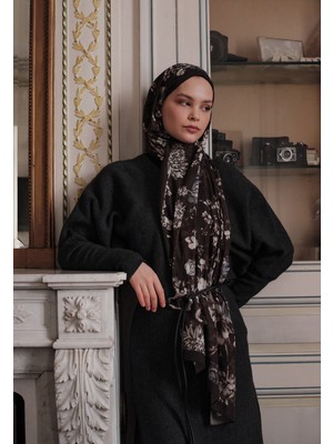 Fresh Scarfs Midnight Rose Desenli Pamuk Viskon Şal Kahve