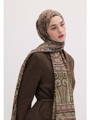 Fresh Scarfs Nordic Paisley Desen Şal Kahve