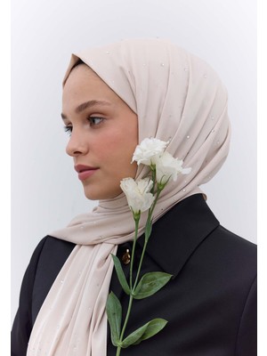 Fresh Scarfs Strass Taşlı İpeksi Şal Bej