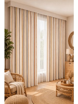 Beydex 100X250 Ölçüsünde 1 Adet Salon ve Yatak Odası Fon Perde Baskılı Fon Perde