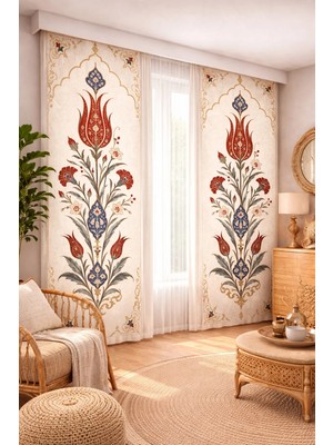 Beydex 140X260 Ölçüsünde 2 Adet Bohem Fon Perde. Boho Tarz Koleksiyon Ürünü.